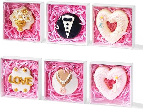 4x4x1.25 Inches, 25PCS Treat Boxes with Clear display lid