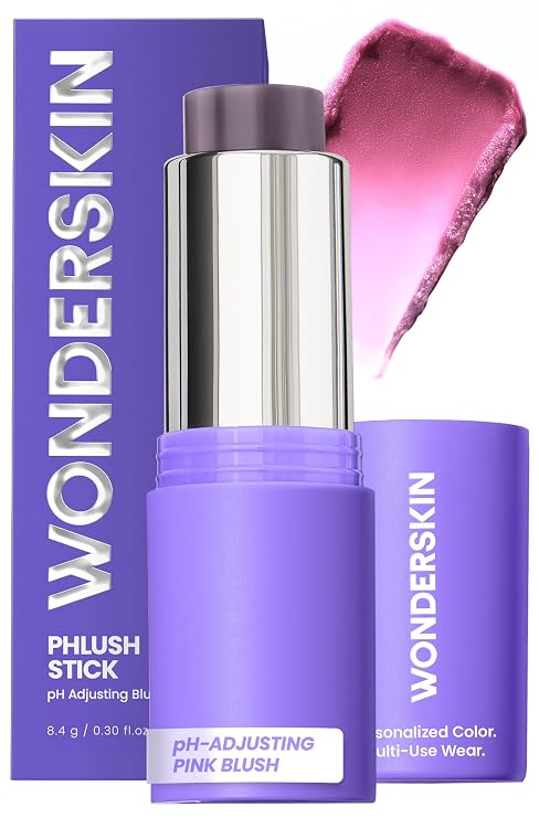 Wonderskin Cream Blush Stick pH-Activated - pHlush Stick, Blush for Cheeks | pH-activated blush stick that color adapts to your skin for a natural-looking flush on cheeks and lips.