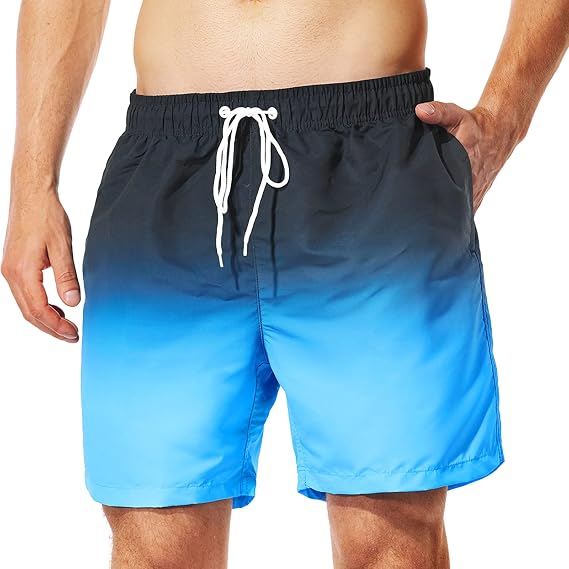 Mywu Mens Swim Trunks 5 Inch Beach Shorts with Mesh Lining Funny Swimming Bathing Suits Quick Dry Swimwear