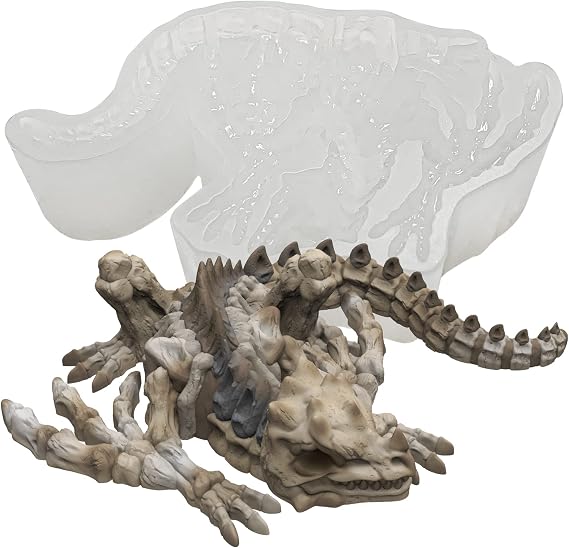 Undead Skull Dragon 3D Epoxy Resin Silicone Mold, Craft, Polymer Clay, Plaster