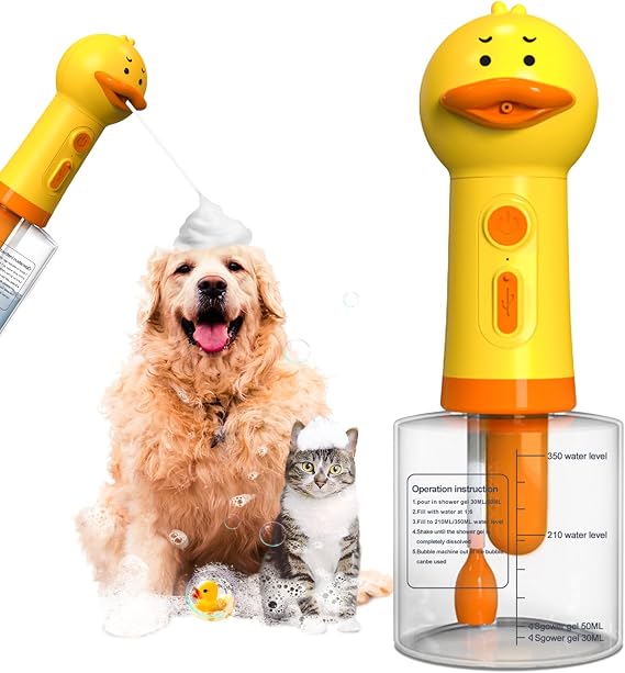 Automatic Dog Bath Sprayer, Wash Foam Machine, Bath Bubble Maker for Dogs and Cats, Bath Attachment for Cleaning, Rechargable and USB Cable, 12 oz