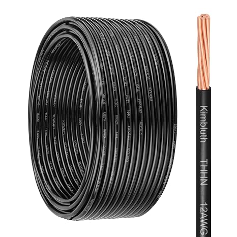 THHN Wire 12 Gauge 25 FT Stranded Copper Wire, Black