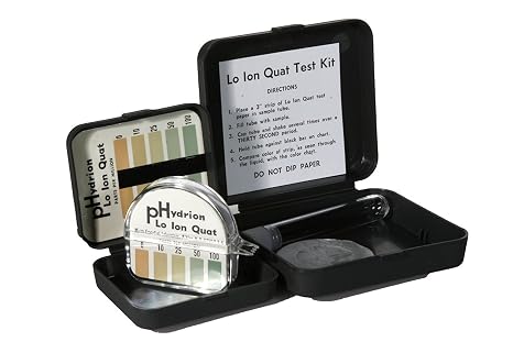 Micro Essential Lab QL-110 Hydrion Lo Ion Quat Test Kits, 0-100 ppm Range