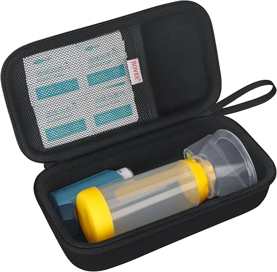 BOVKE Carry Case for EasyChamber Anti-Static Spacer Device/Asthma Inhaler, Inhaler Spacer, Compatible Adult Mask and Kids Mask, Inhaler Chamber, Black (Case Only)