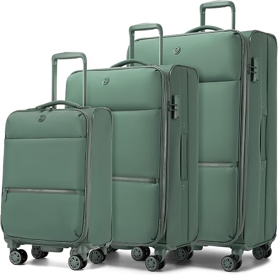 M Miss Lulu 3 Piece Suitcase Set, Lightweight Softside Luggage with Wheels