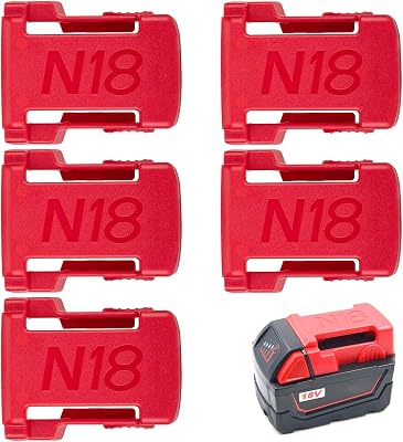 5Pcs Battery Mount Holder Plastic Battery Dock Holder Heavy Duty Power Tool Hanger Compatible with M18 18V 48-11-1828 48-11-1815 48-11-1840 48-11-1850 48-11-1860 48-11-1890
