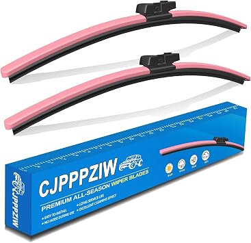 CJPPPZIW Windshield Wipers Replacement for Tesla Model 3 2017-2025/Tesla Model X 2023-2025/Tesla Model Y 2020-2025,Streak-free,OEM Quality Premium All-Season Pink Wiper Blades-26"+19"(Pack of 2)