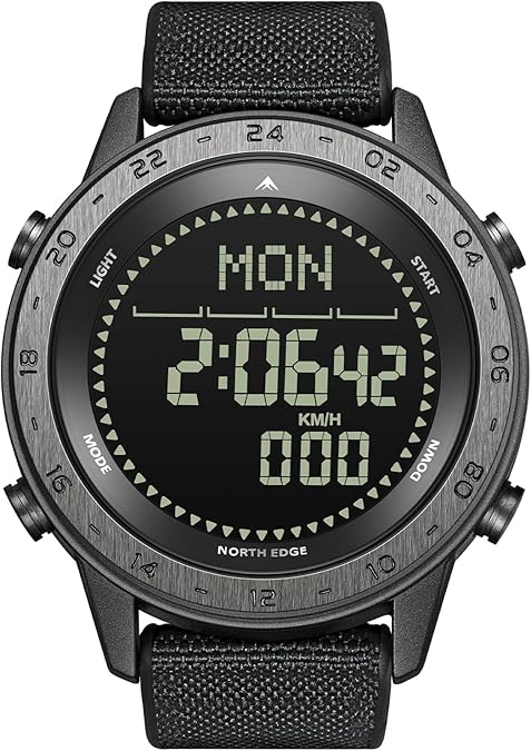 NORTH EDGE Men's Watches Military Watches for Men Carbon Fiber Waterproof for Men Date Display Nylon Army Tactical Sports Minimalist