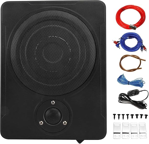 Yaeccc 8" 600w Audio Slim Under-Seat Powered Subwoofer, Car/Truck Sub Bass Speaker Kit,Ultra Slim Under Seat Active Powered Car/Truck Subwoofer