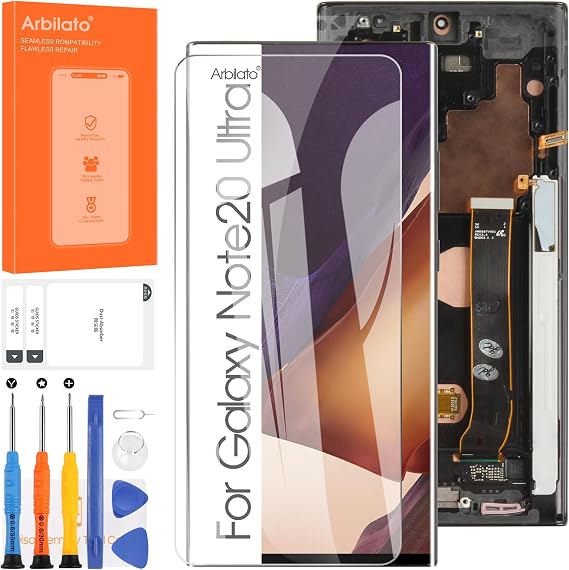 AMOLED Screen for Samsung Galaxy Note 20 Ultra Screen Replacement for Galaxy Note 20 Ultra 5G LCD Screen SM-N985F,SM-N986B Touch Display Digitizer Assembly Repair Parts with Frame (Black)
