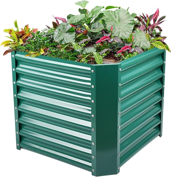 Land Guard 2×2×2 ft Galvanized Raised Garden Bed Kit, Galvanized Planter Raised Garden Boxes Outdoor, Large Metal Raised Garden Beds for Vegetables, Green
