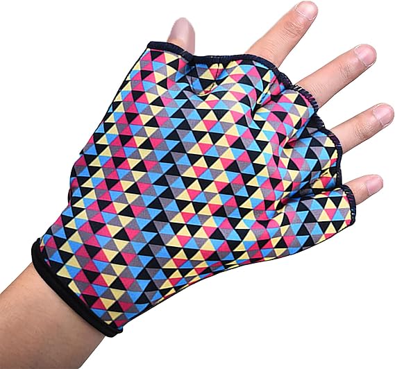 Hand Webbed Swim Training Gloves (1 Pair) for Men, Women, Aquatic Fitness Water Resistance Webbed Gloves, Swimming Hand Fins for Snorkeling, Scuba Diving, Spear Fishing
