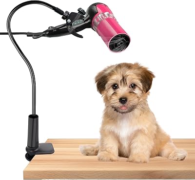 Black Dog Hair Dryer Holder, 360° Rotatable Hands-Free Stand Adjustable Hair Dryer Hands Free Stand Flexible Hair Dryer Stand for Pet Dog Cat Hair Dryer Grooming