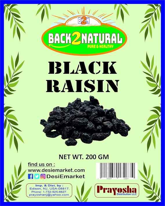 Back2Natural Black Raisins | Dry Grapes 200 Gm