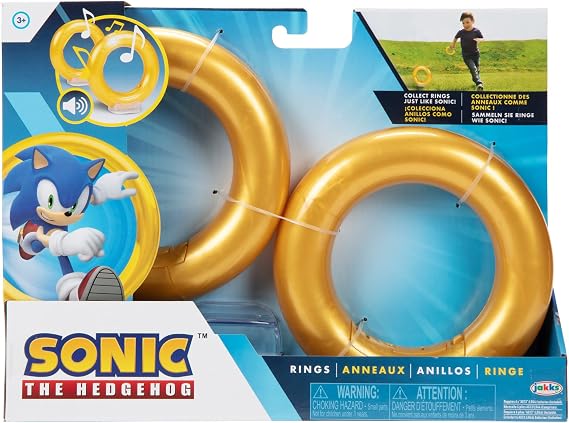 JAKKS Pacific Sonic The Hedgehog Rings 2-Pack Motion Activated Sounds from Sonic Video Game, Role Play Sonic Rings Games for Kids