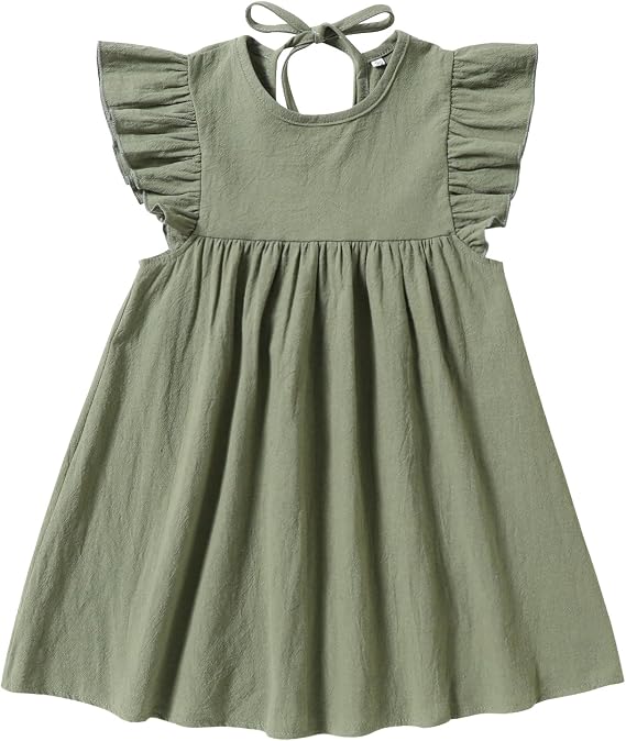 Baby Girl Toddler Dress Girls Summer Dresses Cotton Sleeveless Halter Tie Back Kid Ruffle Sundress Casual Party Beach