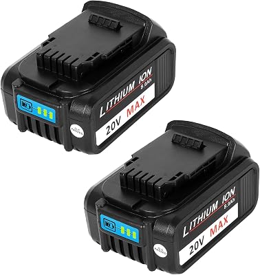 8.0Ah Li-ion Replacement Battery Compatible with Dewalt 20V Max DCB200 DCB201 DCB203 DCB204 DCB206 DCB207 DCB181 DCB180, High-Capacity Batteries Extend The runtime of Cordless Tools - 2-Pack