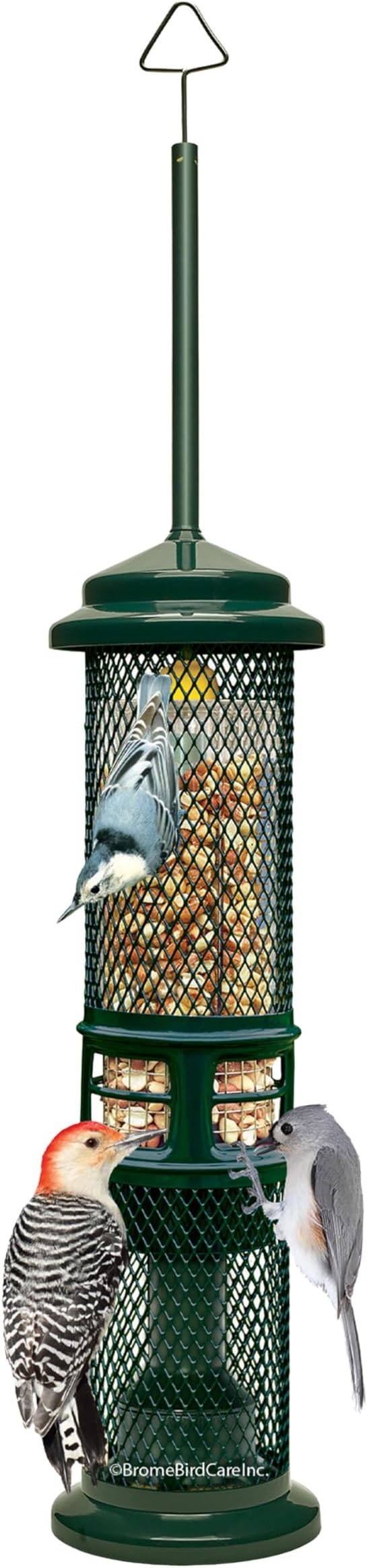 Squirrel Buster Nut Feeder Squirrel-Proof Bird Feeder for Shelled Peanuts & Dried Fruit, Weight-Adjustable, Woodpecker Friendly, 1.3lb Capacity with 2 Interchangeable Meshes | For shelled peanuts and dried fruit, weight-adjustable, woodpecker friendly, two interchangeable meshes