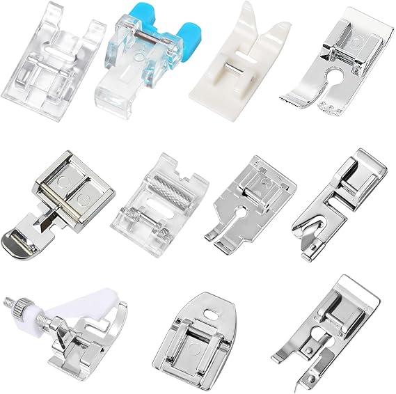 11 Pcs Presser Feet, Sewing Machine Presser Foot Set Walking Foot for Sewing Machine & Zipper Practical Accessories for Low Shank Household Machines