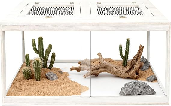 Nalwort 42 Gallon Reptile Enclosure, Front Opening Snake Tank with Mesh Roof & Locking Doors - Ideal Terrarium for Bearded Dragon, Leopard Gecko, Lizard, Ball Python Habitat (34"x18"x16")