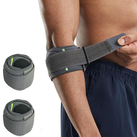 Jorun Pack of 2 Elbow Support for Men and Women – Adjustable Grey Tennis Elbow Bandage – Applies to Tennis Elbow Golfer's Elbow Arthritis Elbow Pads Bandage