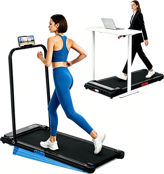 KASSADIN Walking Pad with Handles, Electric Treadmill for Home with Incline, Portable Mini Walking Pad Treadmill with Handle Bar, Small Under Desk Treadmill with Handles, 3.0HP, 0.6-7.6MPH, 350LBS