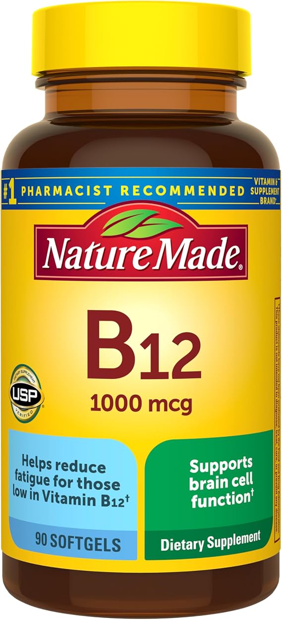 Nature Made Vitamin B12 1000 mcg, Energy Metabolism Support, 90 Softgels
