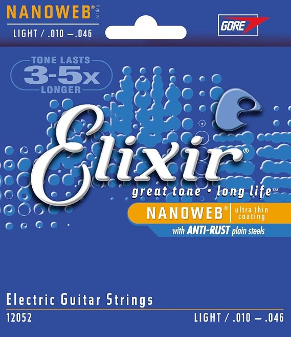 Elixir Strings Electric Guitar Strings with NANOWEB Coating (3 Pack)