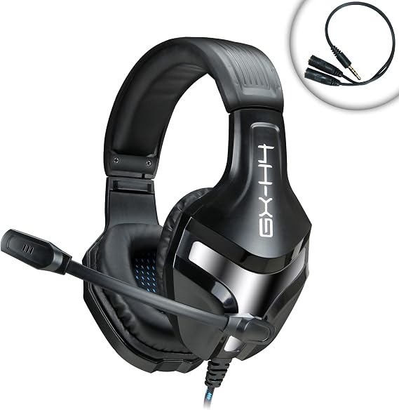ENHANCE Gaming Headphones with Mic - PS4, Xbox One Headset with Immersive Stereo Sound, Soft Over Ear Headphones, Lightweight Comfort - Wired Gaming Headset for PS5, Xbox, PC