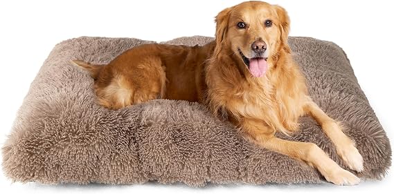 EHEYCIGA Calming Fluffy Dog Bed For Extra Large Dog 112x85x10cm, Camel