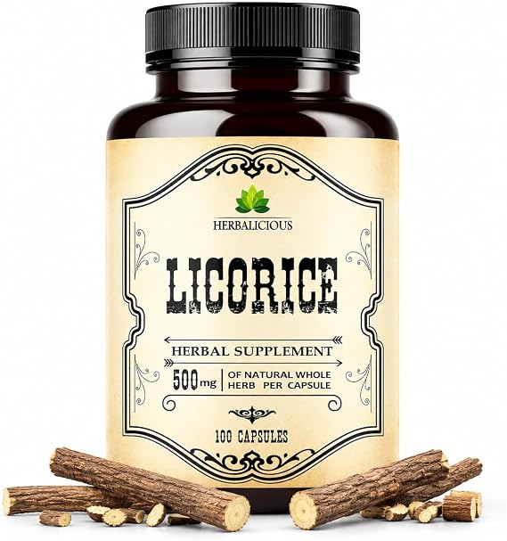 HERBALICIOUS DGL Licorice Root Capsules 100 Count | Deglycyrrhizinated Licorice (Glycyrrhiza Glabra) for Digestive Comfort & Daily Wellness Support | Organic, Non-GMO, Gluten-Free Herbal Supplement