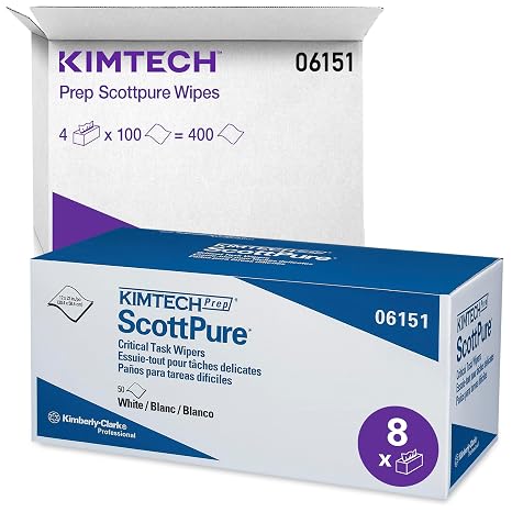 Kimberly-Clark Kimtech Prep 06151 Scottpure Disposable Carton Critical Task Wiper, 23" Length x 12" Width, White (8 Cartons of 50)