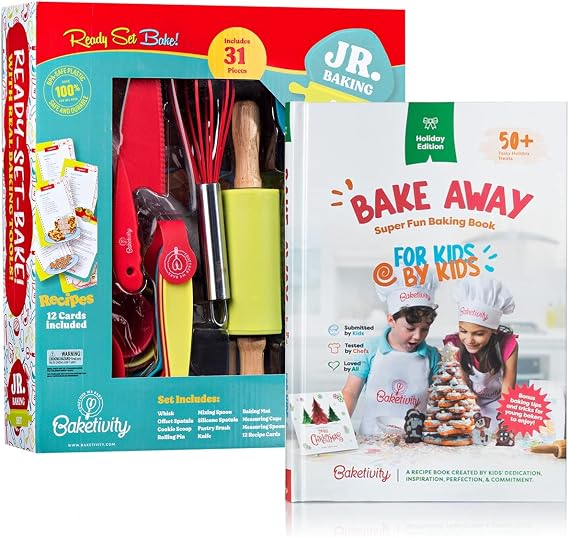 Baketivity Baking Utensils Set + Holiday Cookbook