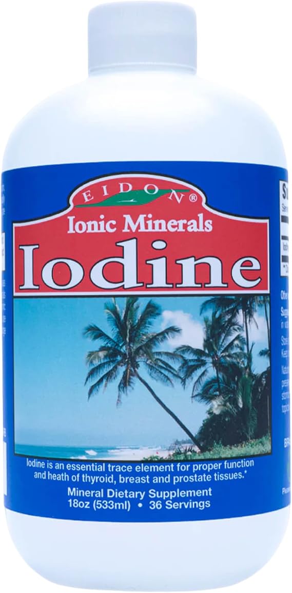 Eidon Ionic Minerals - Potassium Iodide Supplement Liquid - 18 fl oz | Liquid Drops for Men & Women, Supports Energy Levels and Thyroid Health, Bioavailable, No Additives or Preservatives