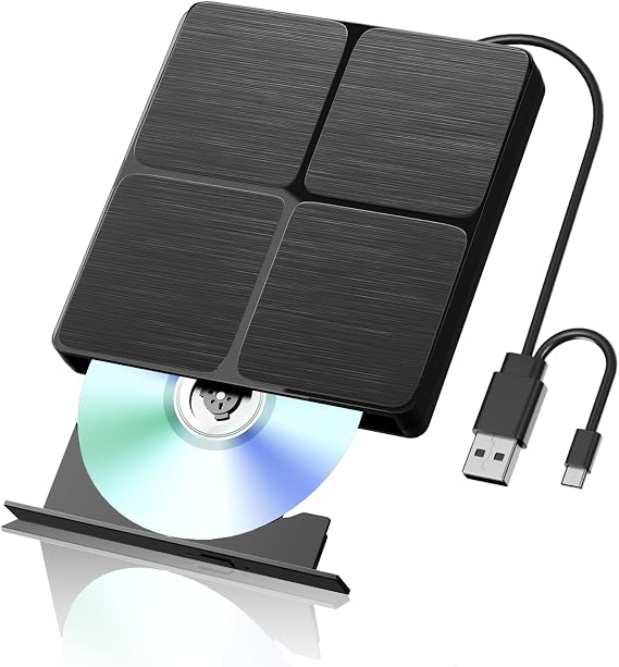 External USB 3.0 & Type-C Blu-ray DVD Burner Drive for Laptop PC Mac