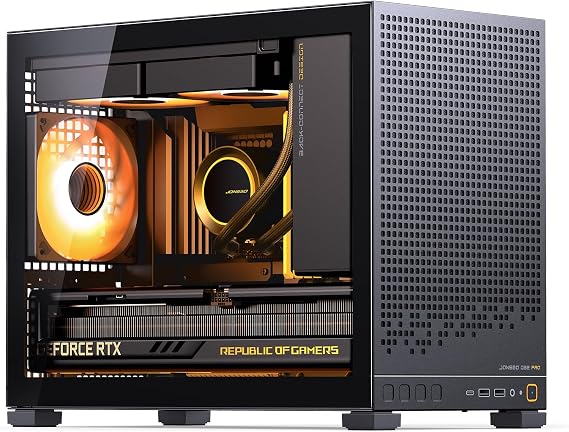 JONSBO D32 PRO Micro-ATX PC Case, Compatible Mini Desktop Case, A/B Mode for MB, MATX Back Connect/BTF MB, 365mm GPU/240AIO/163mm Air Cooler, ATX/SFX PSU, USB3.2 PC Game Case, Black