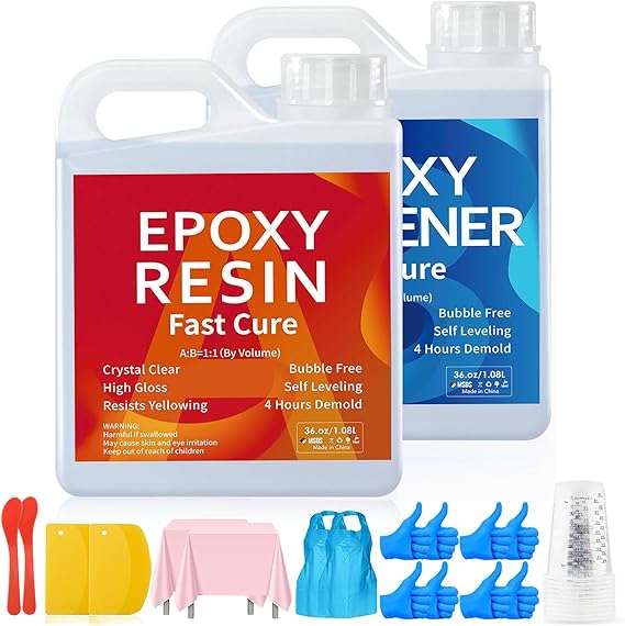 JANCHUN Epoxy Resin Kit 72oz, Bubble Free Crystal Clear Resin