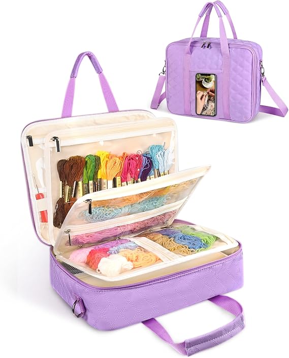 Sewing Supplies Organizer Bag with Removable Binder,Purple