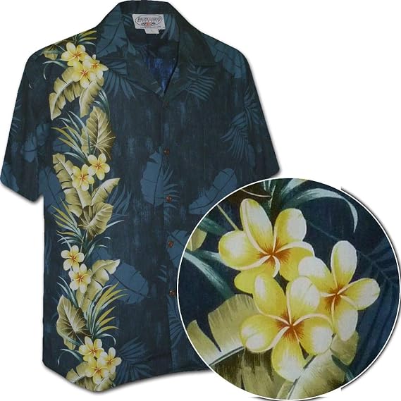 Pacific Legend Tropical Plumeria Single Panel Men's Hawaiian Shirts