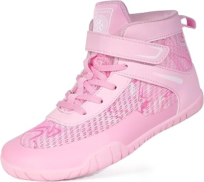 Kids Wrestling Shoes Boys Girls Boxing Shoes Mid Top Sneakers Zero Drop Sole