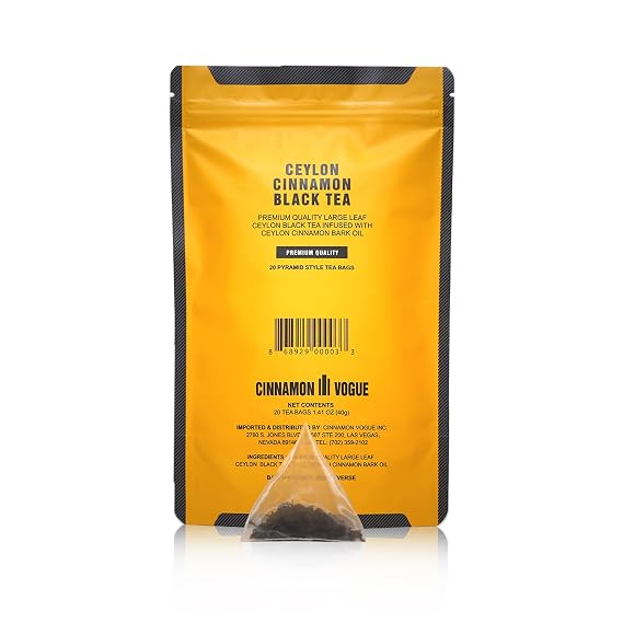 Cinnamon Tea - 100% Real Cinnamon, Premium Ceylon Tea, Zero Flavoring, 20 T/Bag Can
