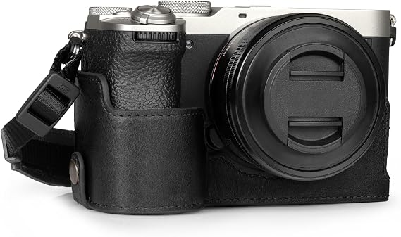 MegaGear Genuine Leather Camera Case for Sony Alpha a7C II - Stylish and Protective (Black)