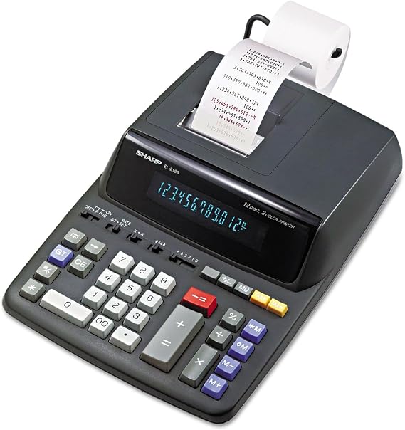 Sharp EL2196BL EL2196BL Two-Color Printing Calculator Black/Red Print 3.7 Lines/Sec