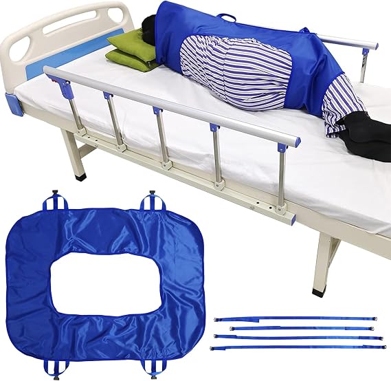 Bed Positioning Pad with 4 Reinforced Handles, Reusable & Washable Patients Moving Pads with Hollow Design for Bedridden Individuals, Transfer Sheet for Turning, Lifting & Repositioning (L)
