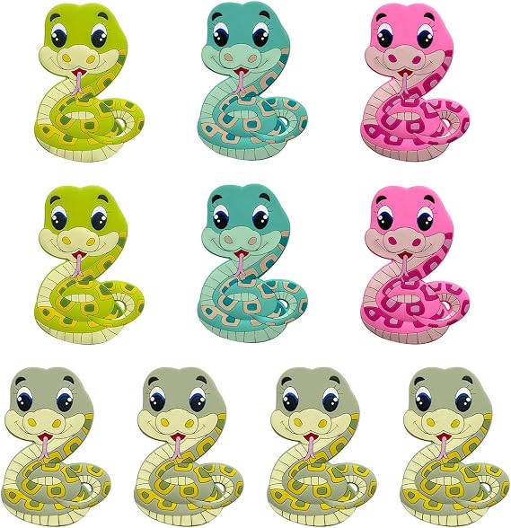 10Pcs Snake Beads Cartoon Snake Shaped Beads Animal Beads Focal Beads for Pens Loose Spacer Beads for Keychain Making Bracelet Necklace DIY Pen Beads