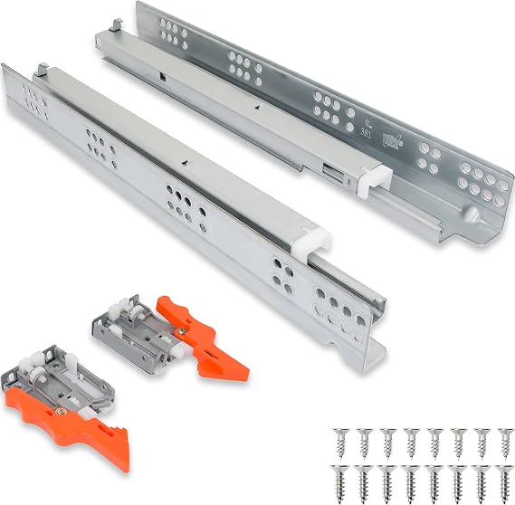 Undermount Drawer Slides 12 Inch, Soft-Close, for 3/4 Inch Drawer Panels, 1 Pair, Concealed Bottom Mount, 75 lb Capacity, 3D Adjustable, Cold-Rolled Steel