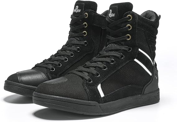 BORLENI Motorcycle Boots Street Riding Shoes Anti-Slip Outdoor Trekking Hike Work Shoes for Men