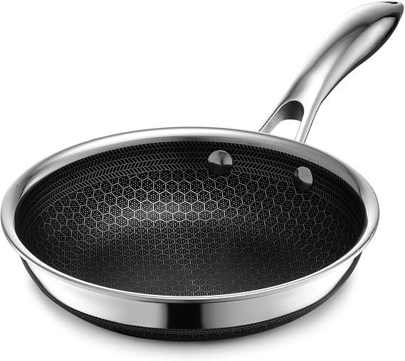 HexClad Hybrid antihaftbeschichtete Bratpfanne 18 cm mit kühlbleibendem Griff spülmaschinen- und ofenfest induktionsgeeignet und kompatibel mit allen Herdarten