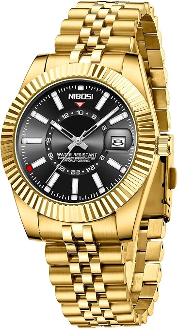 NIBOSI Watches for Men Analog Quartz Stainless Steel Dial with Date Waterproof Business Classic Luxury Dress Mens Wrist Watches