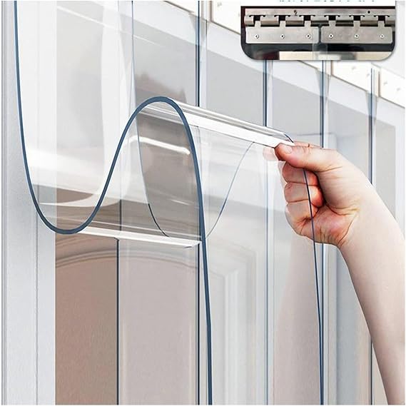 PVC Plastic Door Strip Curtain 1.3mm Commercial Entry Doors Vinyl Strip Door Curtain for Factories, Supermarkets, Warehouses, Malls, with Stainless Steel Hanging System(75x210cm/29.53x82.68in)